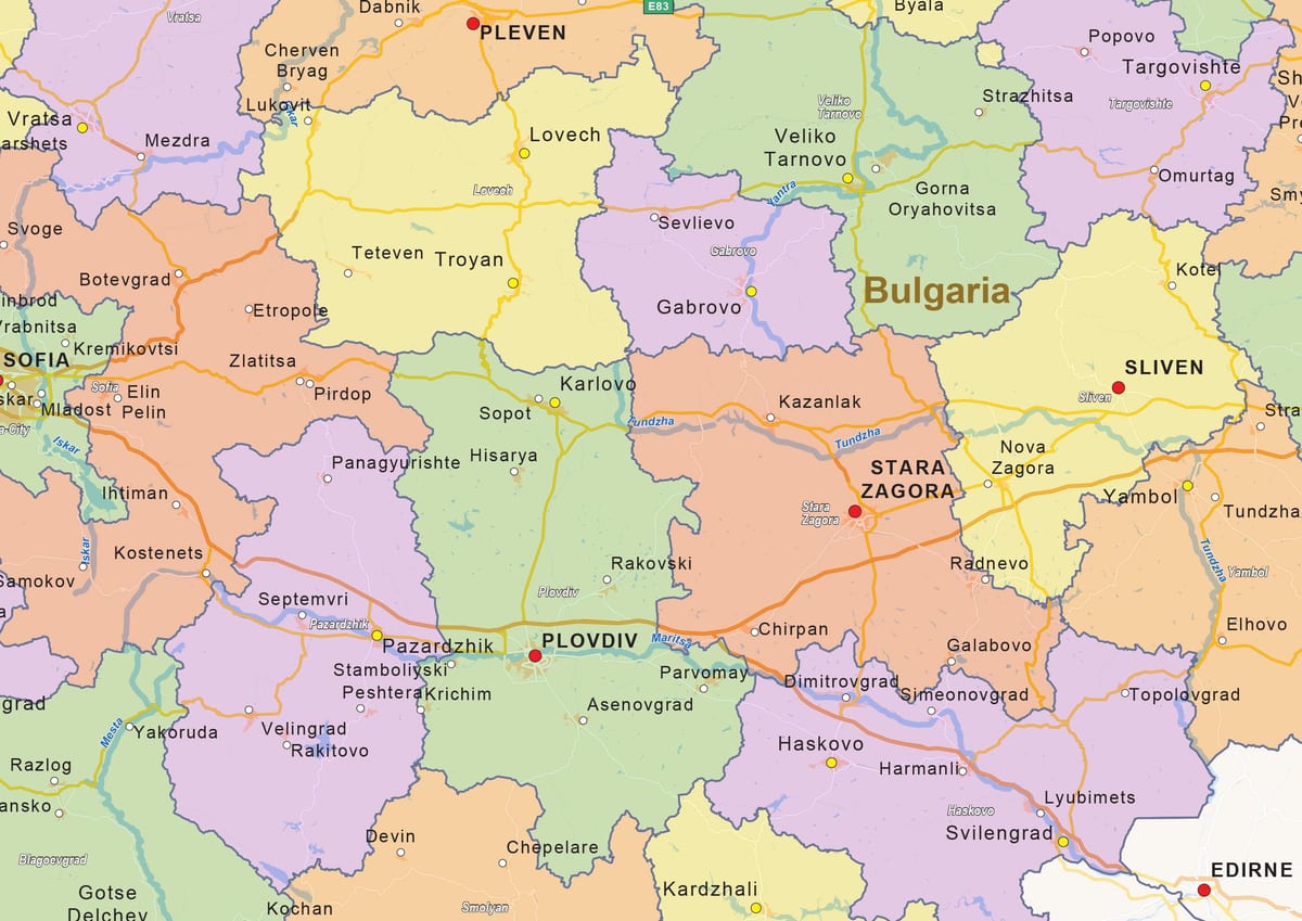kart over Bulgaria politiske
