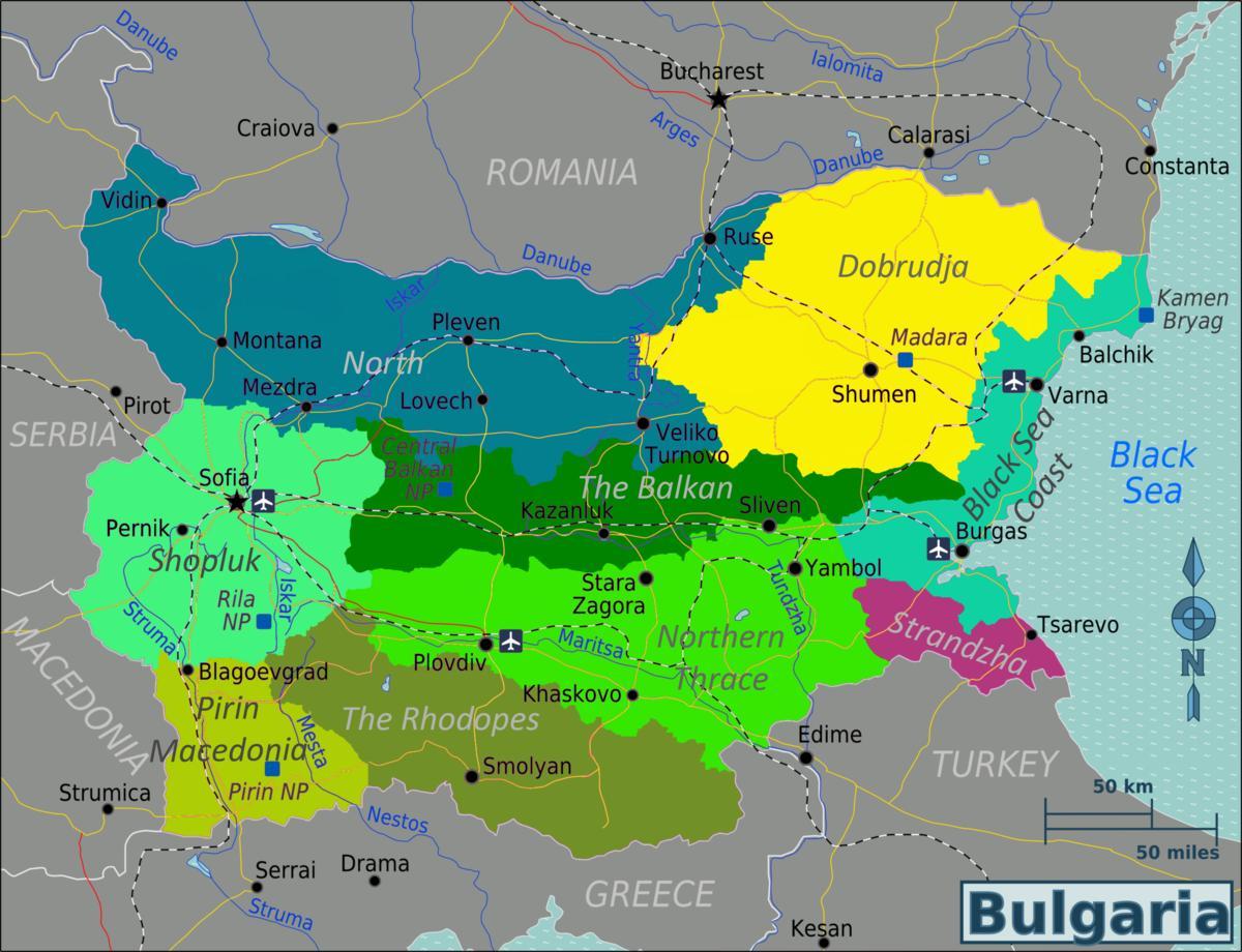 kart over Bulgaria flyplasser