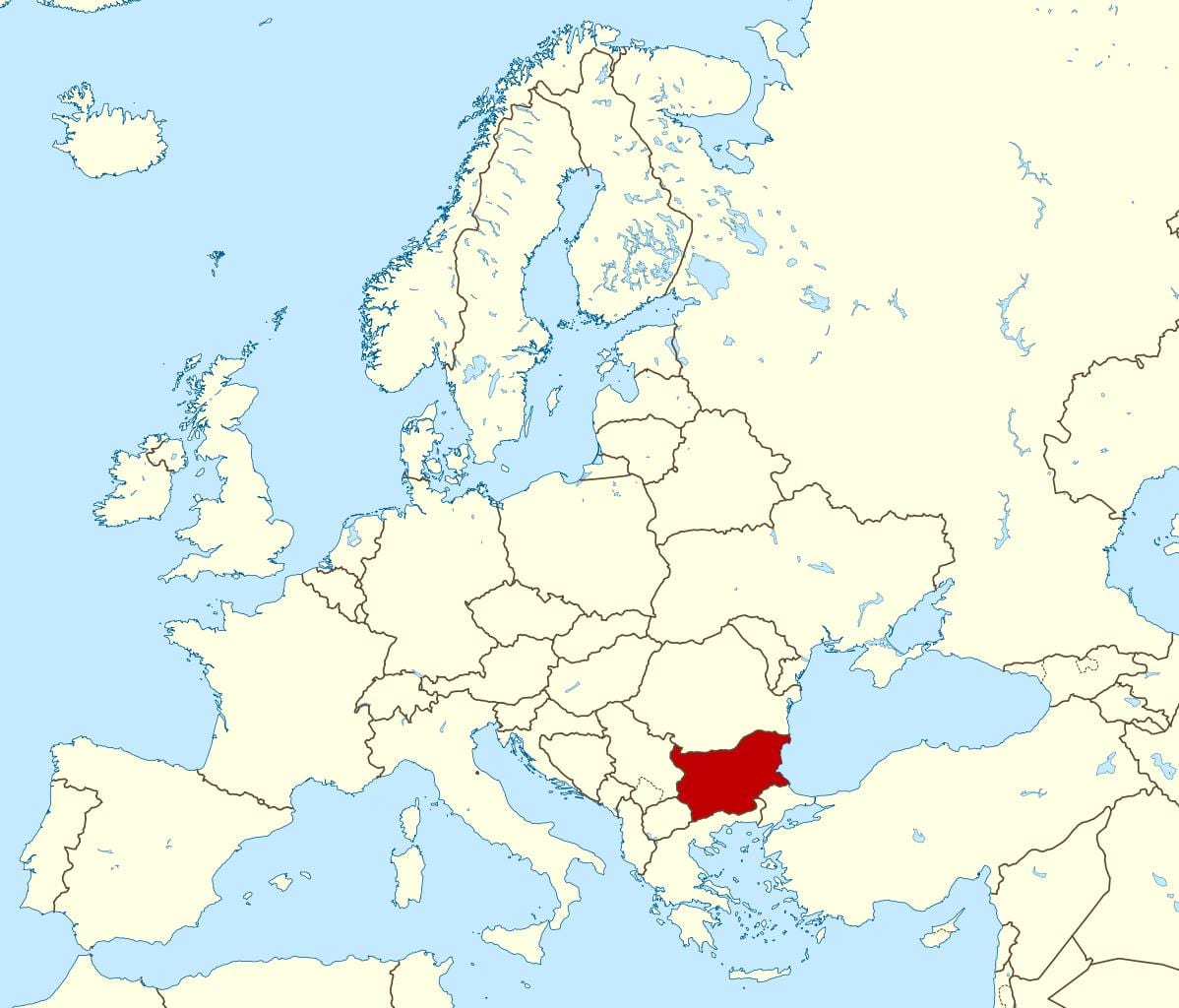 verdenskart som viser Bulgaria