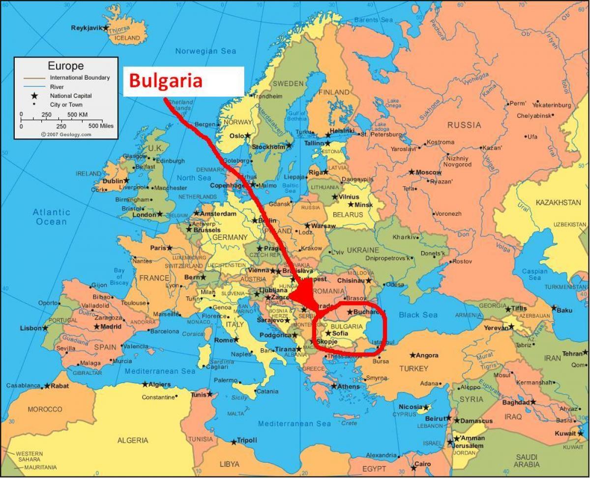 kart Bulgaria omkringliggende land