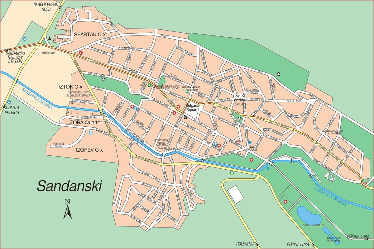 kart over sandanski Bulgaria