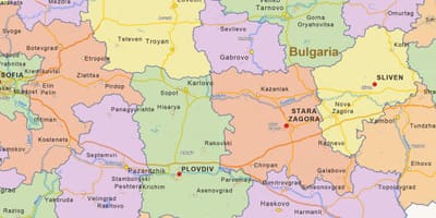 Kart over Bulgaria politiske