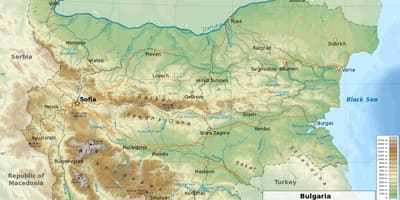 Kart over Bulgaria geografi